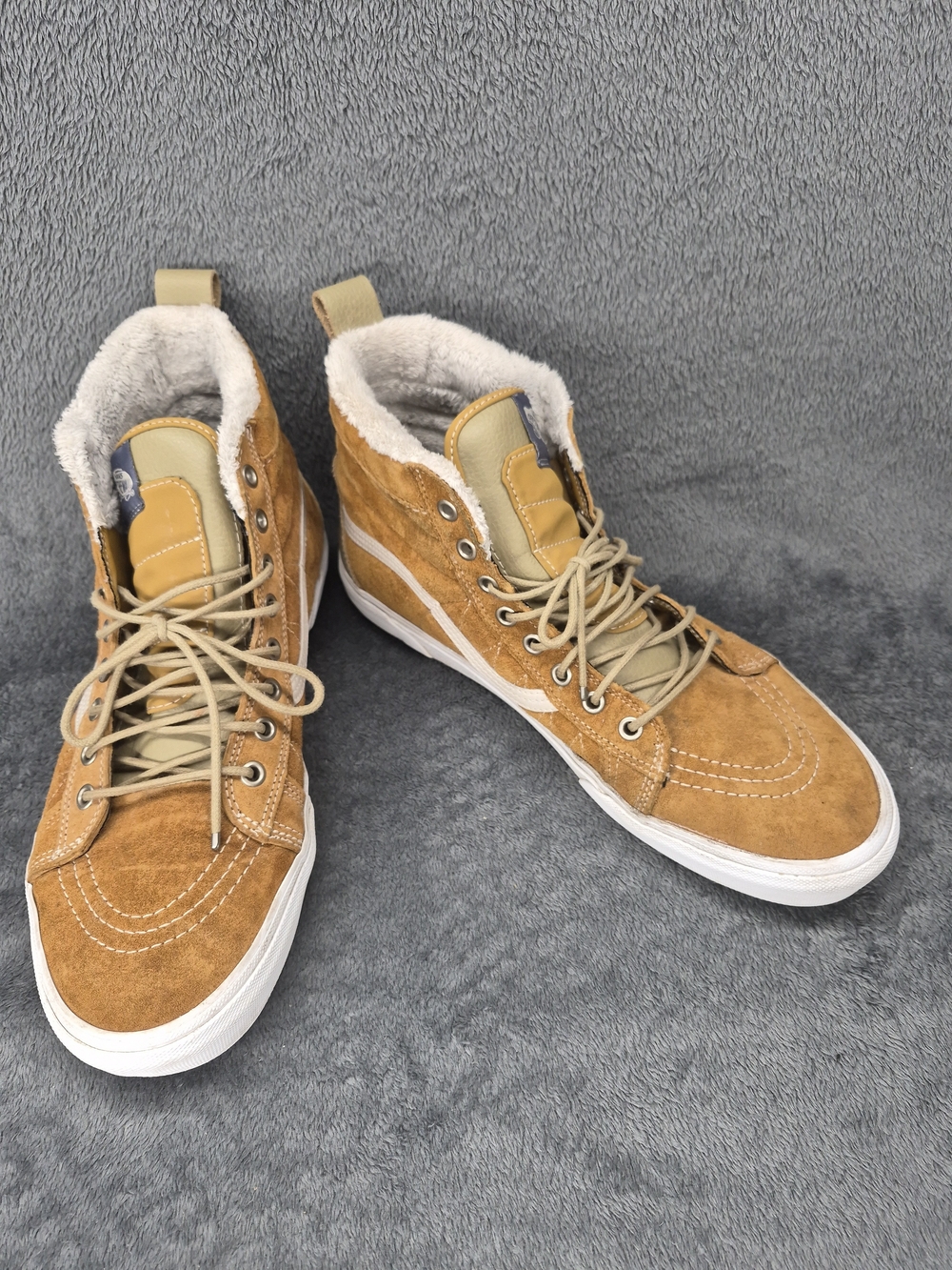 VANS Sk8-Hi MTE Trainers In Cumin / Tan Suade Fur Lined Sneakers US Mens 12